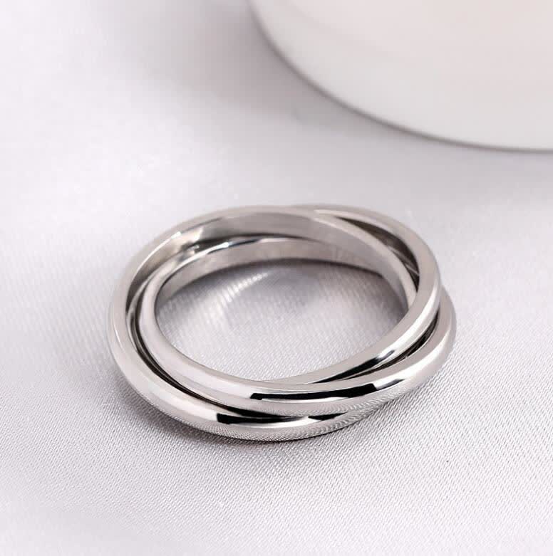  3-In-1 Interlocked Anti Anxiety Rolling Fidget Ring - Silver - US 13 - image 7