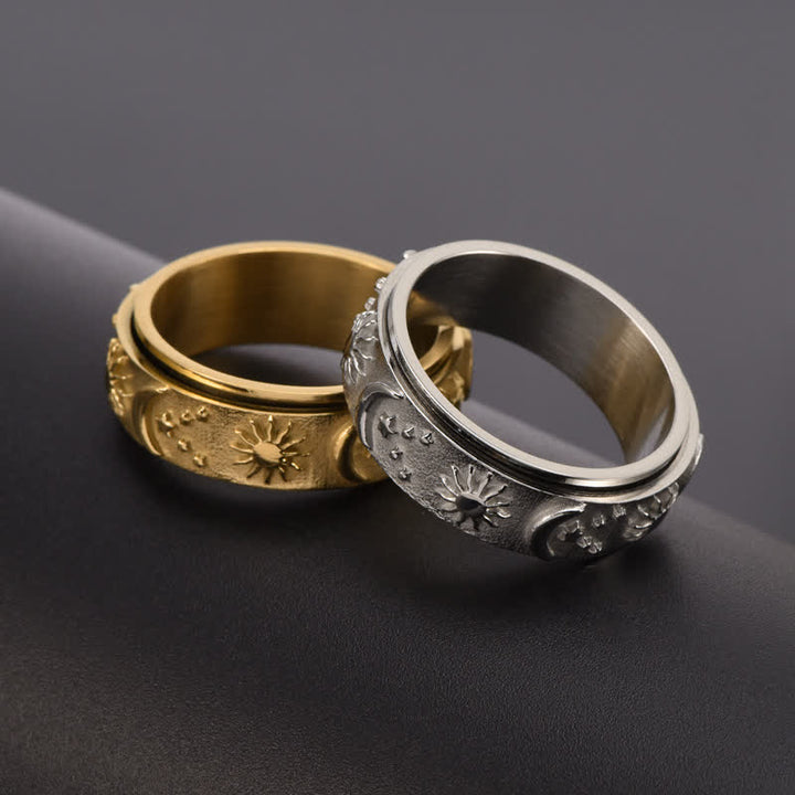 Celestial Meditation Sun Moon Star Rotating Anxiety Ring - image 2