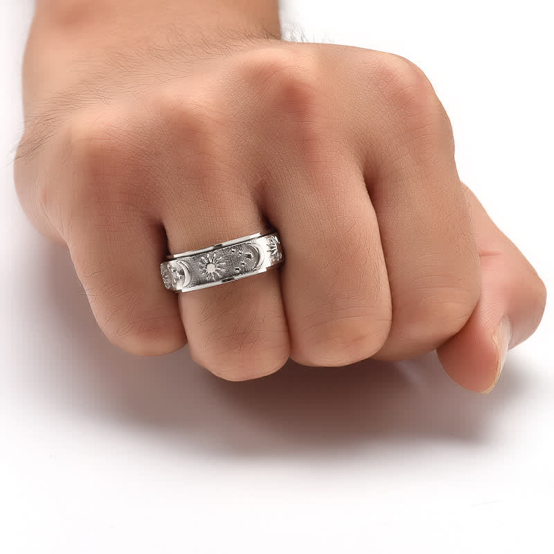 Celestial Meditation Sun Moon Star Rotating Anxiety Ring - image 6