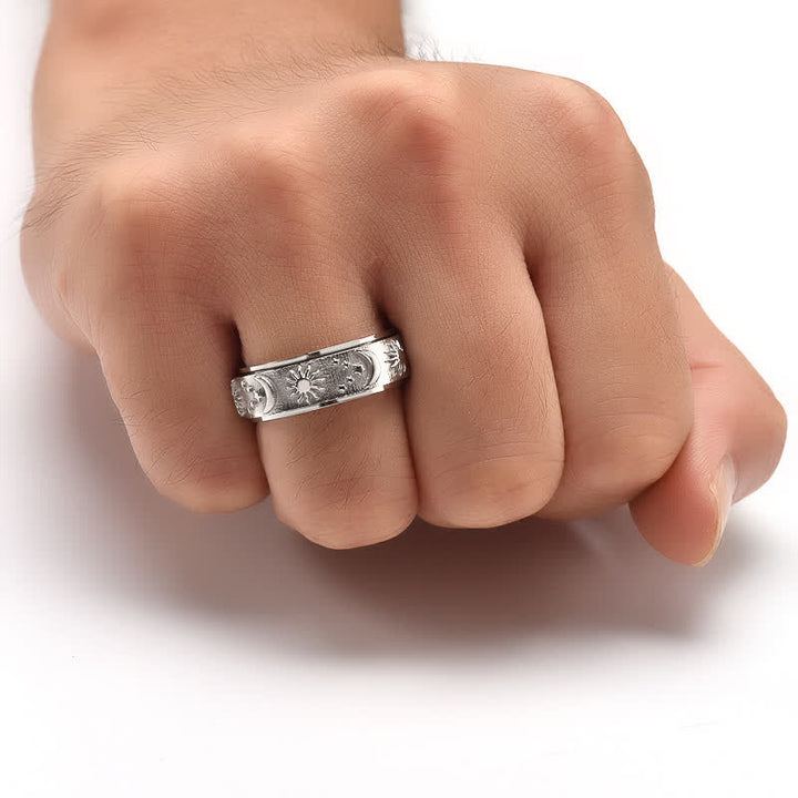 Celestial Meditation Sun Moon Star Rotating Anxiety Ring - image 6