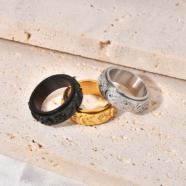 Celestial Meditation Sun Moon Star Rotating Anxiety Ring - image 4