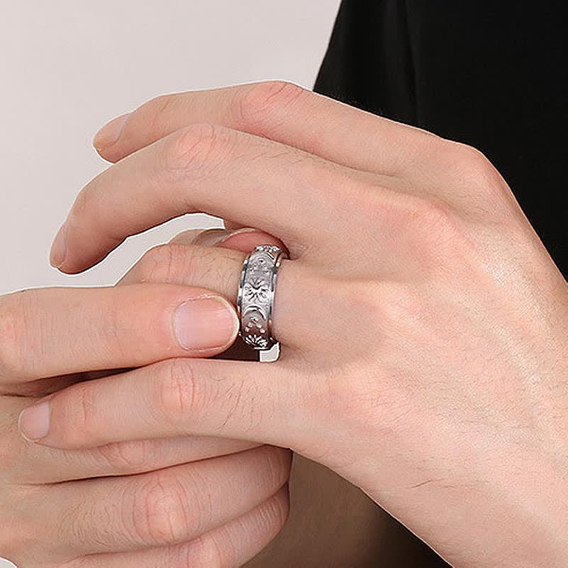 Celestial Meditation Sun Moon Star Rotating Anxiety Ring - image 0
