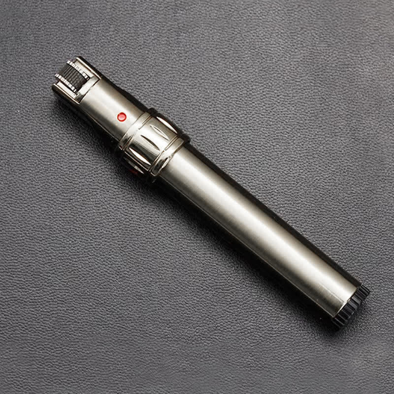 EDC Pen-Shaped Windproof Jet Flame Butane Lighter - White Nickel Brushed - image 8