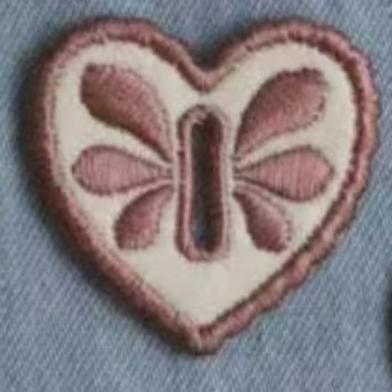 Decorative Heart-Shaped Embroidered Removable Accessory Button Hook - Light Red - image 4