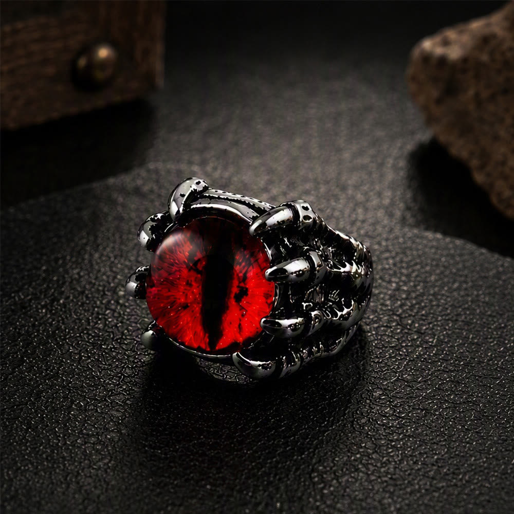 Gothic Demon Eagle Claw Aesthetic Evil Eye Ring - Red - Opening - image 3