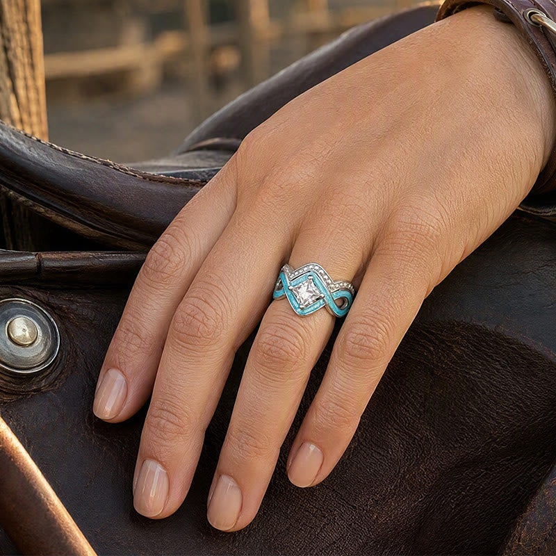 Vintage Two‑Piece Stackable Ring Set Ethnic Enamel Crystal Metal Ring for Daily Party - image 1