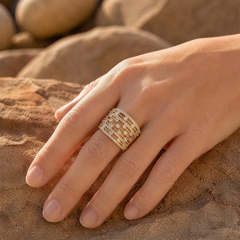 Wide Band Pave Zircon Women Statement Ring - image 7
