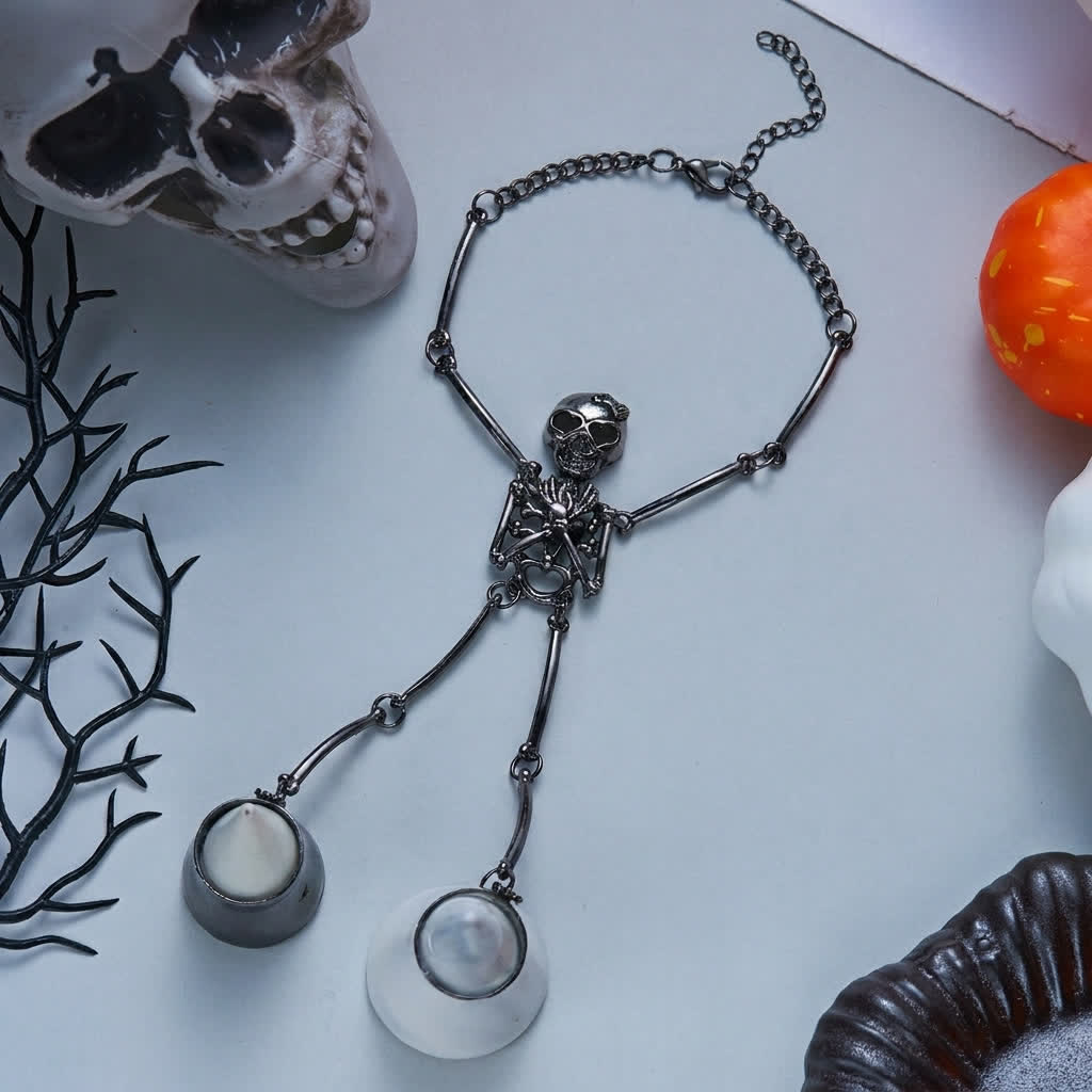 Skeleton Hand Chain Halloween Bracelet With Rings - image 9