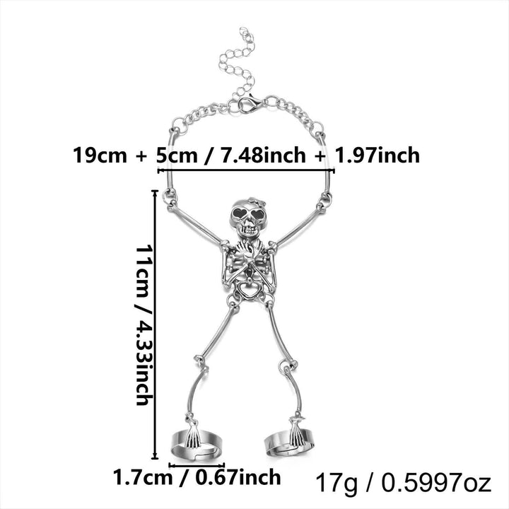 Skeleton Hand Chain Halloween Bracelet With Rings - image 7