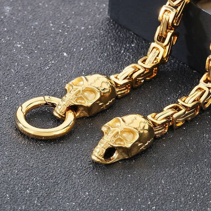 Men's Double Skull Chain Heavy Chunky King Chain Biker Bracelet - image 6