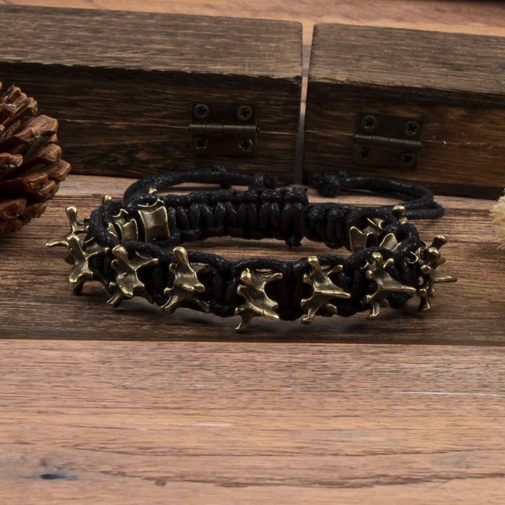 Dragon Vertebrae Braided Spine Chain Bracelet - Black & Bronze - image 7