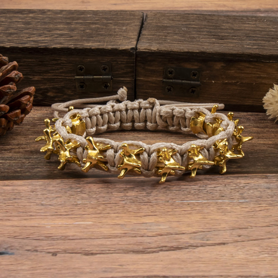 Dragon Vertebrae Braided Spine Chain Bracelet - Ivory & Gold - image 6