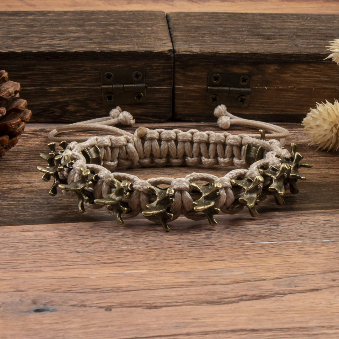 Dragon Vertebrae Braided Spine Chain Bracelet - Ivory & Bronze - image 10