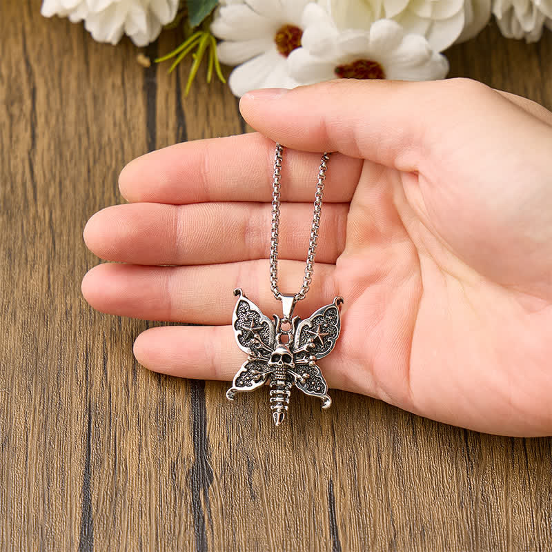 Nocturne Skull Butterfly Gothic Moth With Star Wings Necklace - image 2