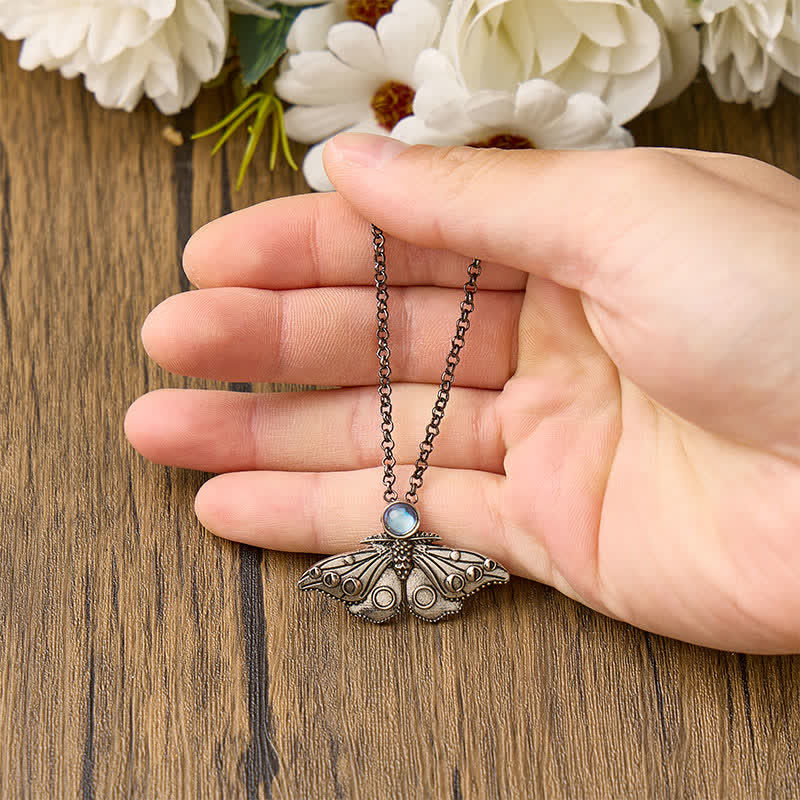 Moth & Moon Phases Death Moth Pendant Necklace - image 1