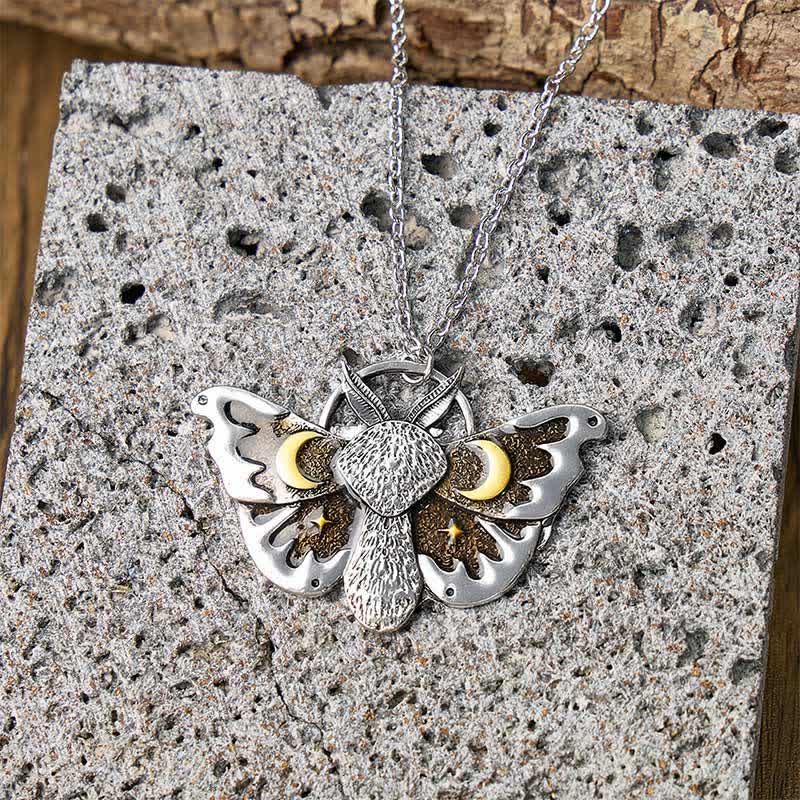 Gothic Moons & Stars Celestial Luna Moth Necklace - image 3