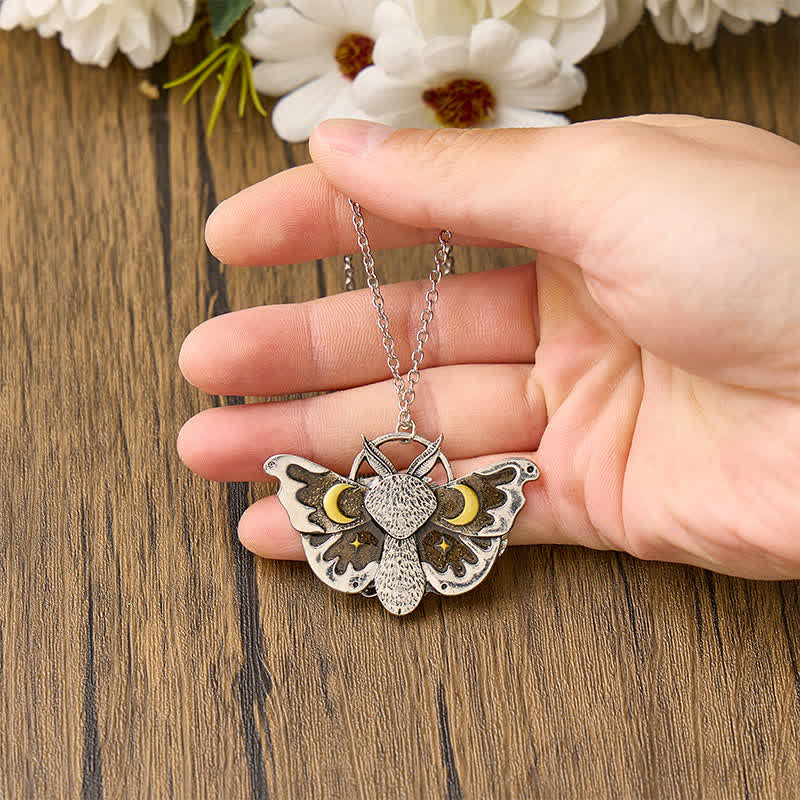 Gothic Moons & Stars Celestial Luna Moth Necklace - image 1