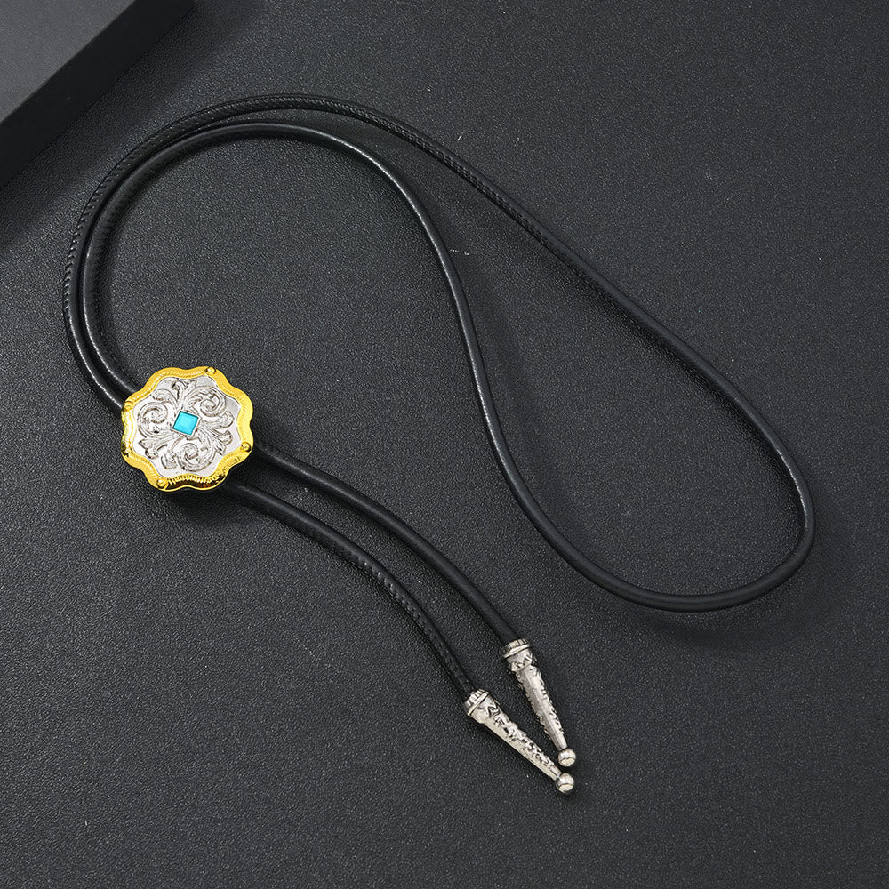 Antique Gold Silver Filigree Bolo Tie Necklace - Style#1 - image 1