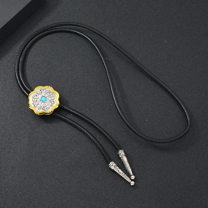 Antique Gold Silver Filigree Bolo Tie Necklace - Style#1 - image 1