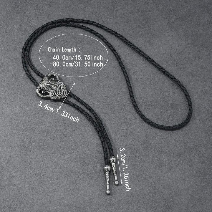 Men's Antique Two-tone Ram Head Braided Bolo Tie - image 5