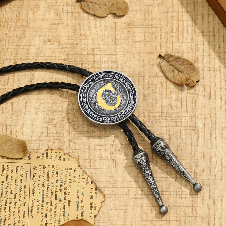 Men's Vintage Western Filigree Monogram Bolo Tie - C - image 3