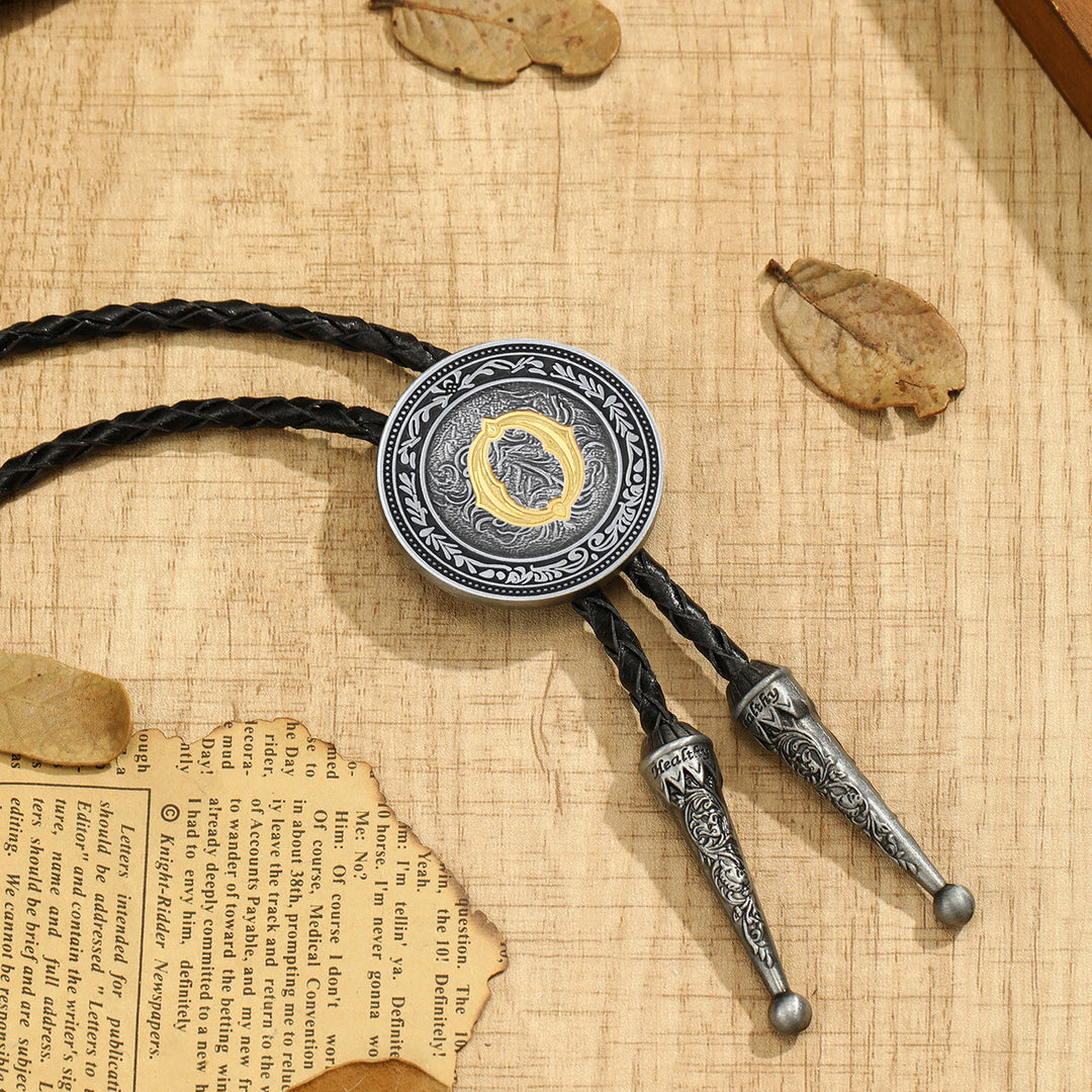 Men's Vintage Western Filigree Monogram Bolo Tie - O - image 14