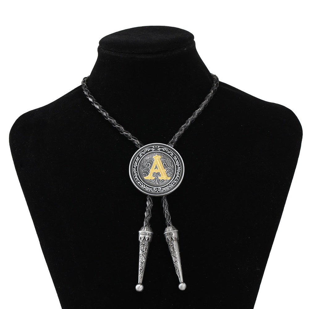Men's Vintage Western Filigree Monogram Bolo Tie - A - image 1