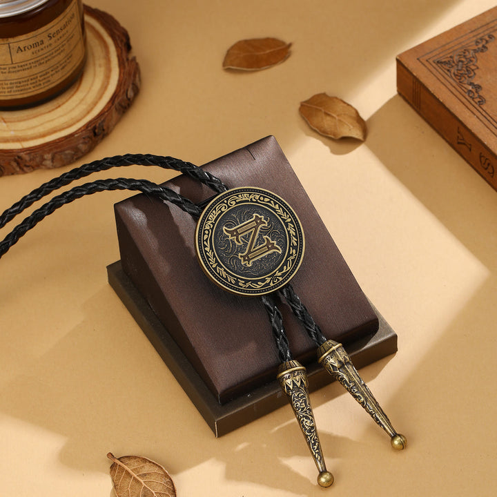 Men's Vintage Western Antique Brass Shield Bolo Tie - Z - image 25