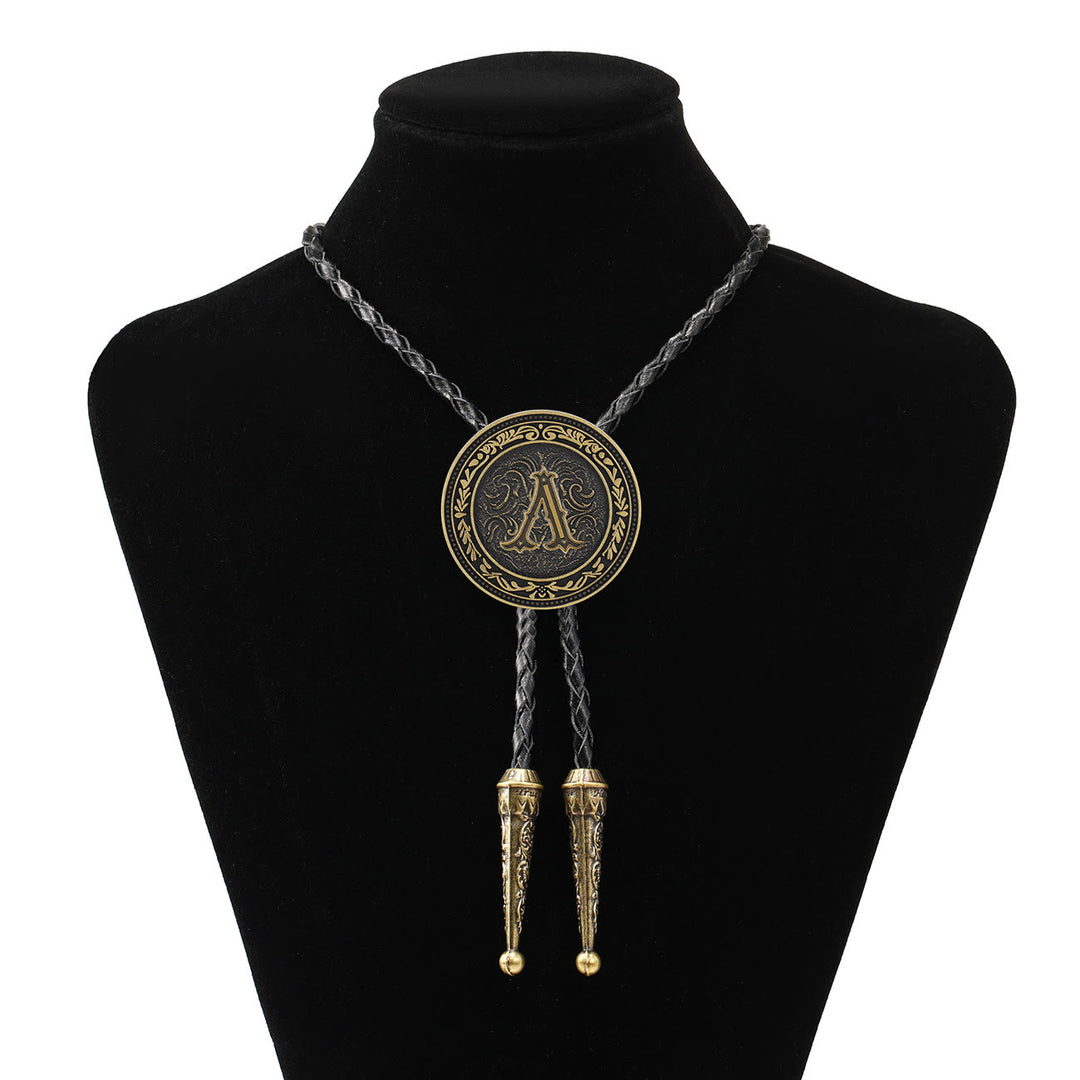 Men's Vintage Western Antique Brass Shield Bolo Tie - A - image 1