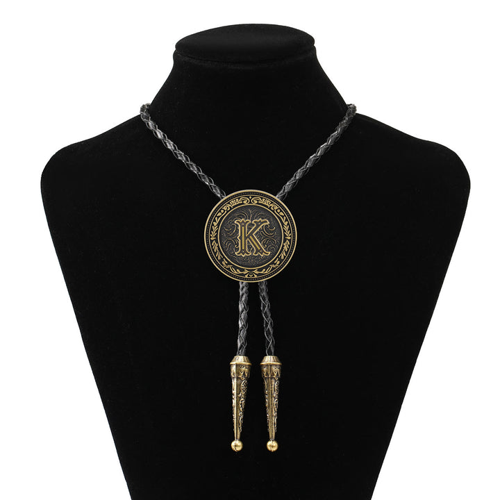 Men's Vintage Western Antique Brass Shield Bolo Tie - K - image 11