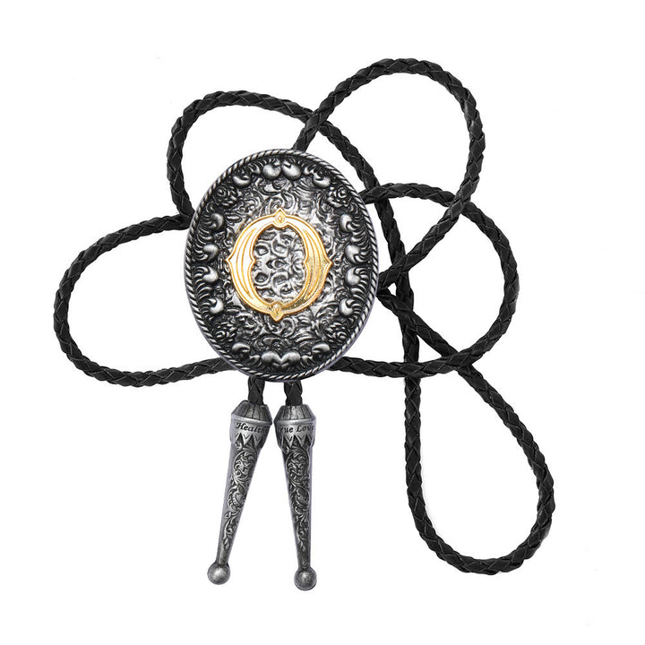 Old-style Two-Tone Intricate Relief Monogram Bolo Tie - O - image 16