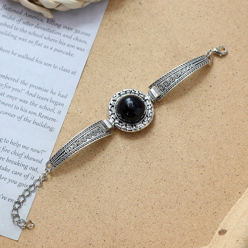 Ethnic Tribal Vintage Boho Stone Bracelet Collection - Black - Round - image 5