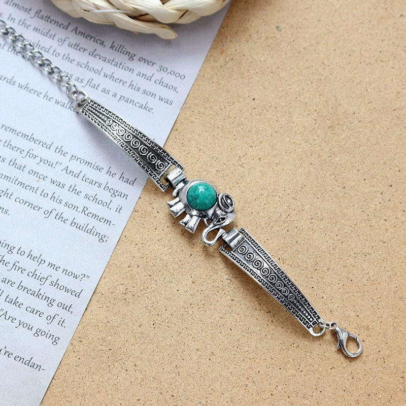 Ethnic Tribal Vintage Boho Stone Bracelet Collection - Teal - Elephant - image 12