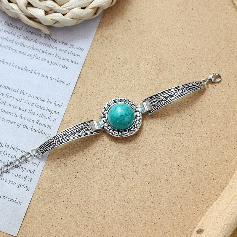 Ethnic Tribal Vintage Boho Stone Bracelet Collection - Teal - Round - image 16