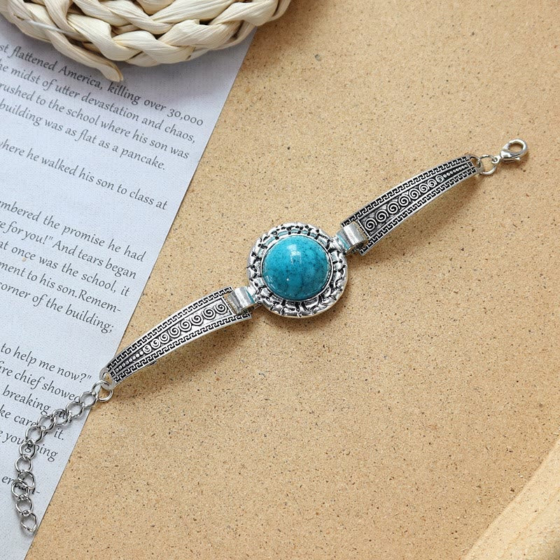 Ethnic Tribal Vintage Boho Stone Bracelet Collection - Blue - Round - image 15