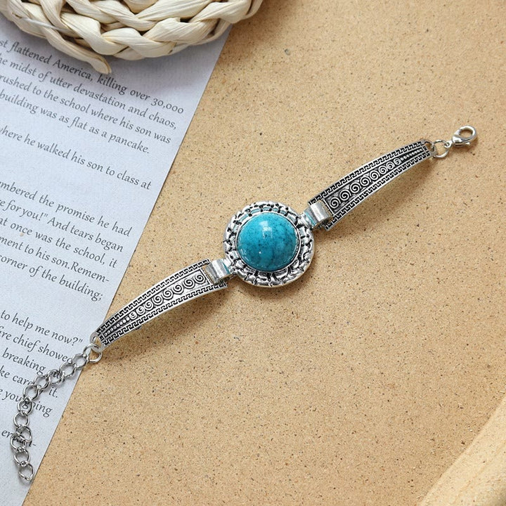 Ethnic Tribal Vintage Boho Stone Bracelet Collection - Blue - Round - image 15