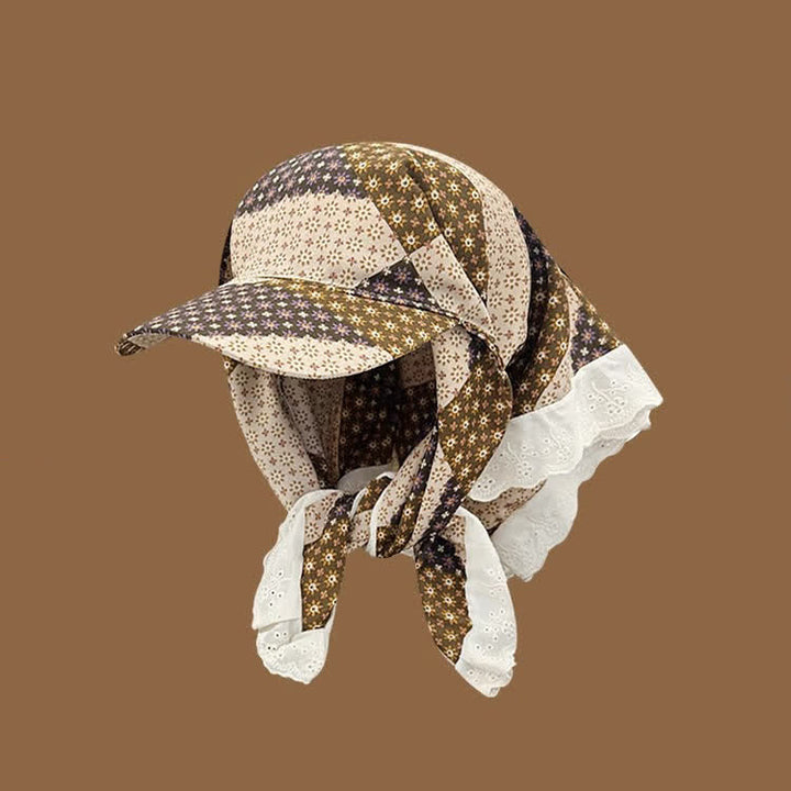 Stylish Effortless Style Unisex Tie-On Bandana Baseball Cap - Khaki Flower - Adjuatable - image 11