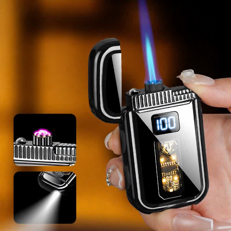 3-In-1 Plasma Arc & Jet Torch Butane Lighter With LED Flashlight - Black - image 0