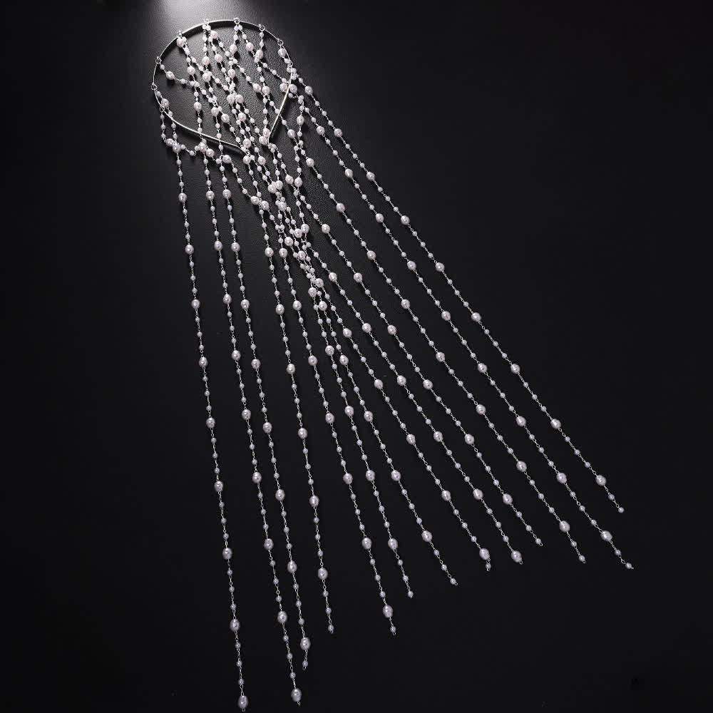 Women's Wedding & Festival Goddess Pearl Veil Hair Chains - image 1