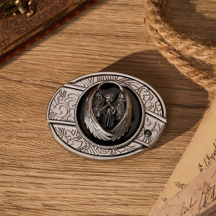 Gothic Praying Guardian Angel DIY Hidden Folding Knife Buckle Leather Belt - image 9