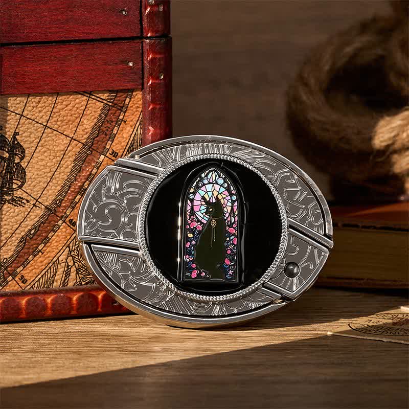 Witching Hour Black Cat DIY Hidden Folding Knife Buckle Leather Belt - Witching Cat - Without Belt - Not Included Belt - image 0