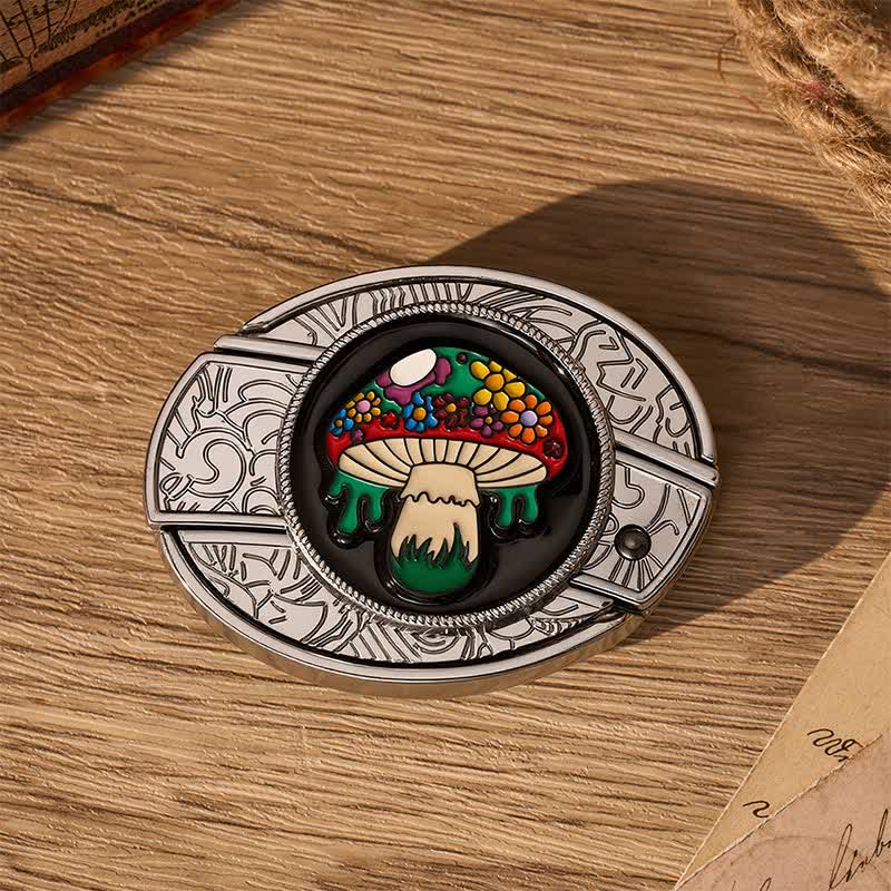 Colorful Hippie Mushroom DIY Hidden Folding Knife Buckle Leather Belt - image 9