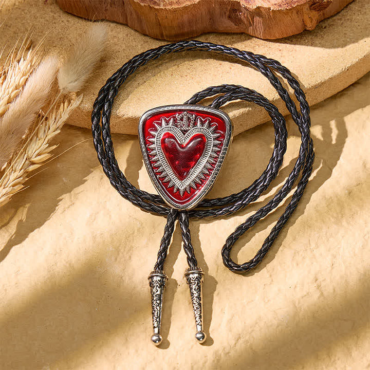 Vintage Shield Shape Sacred Heart Crown Bolo Tie - image 2