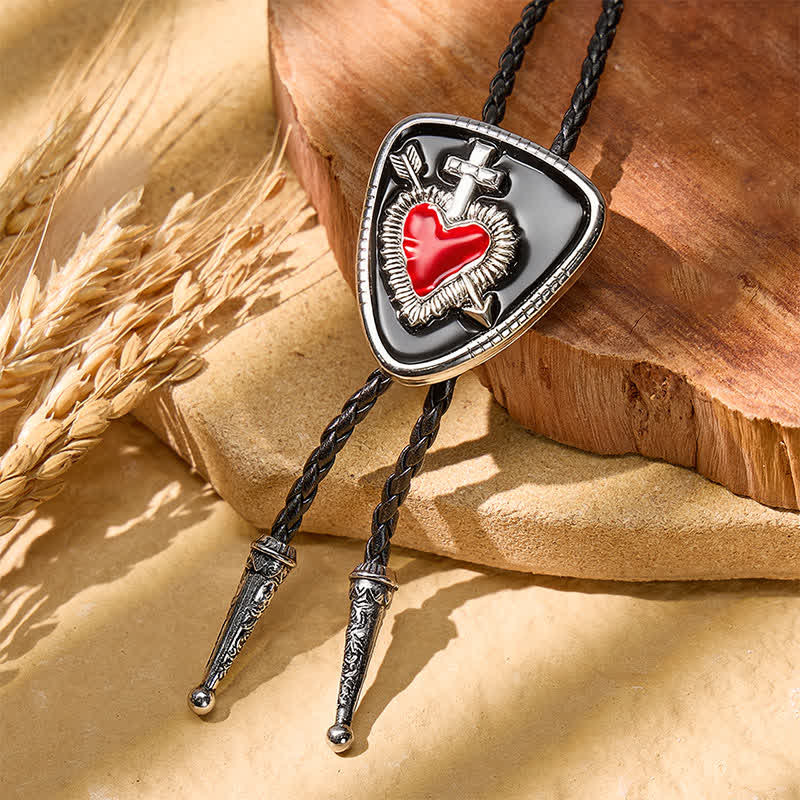 Gothic Emo Cross Arrow Heartbreaker Bolo Tie - Black & Red - image 13