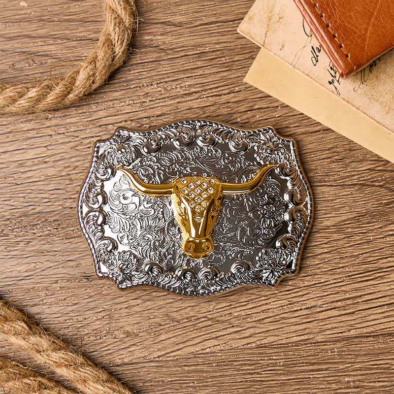 Shiny Longhorn Legacy Western Cowboy DIY Buckle Leather Belt - image 1