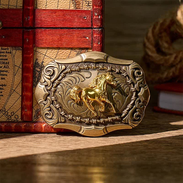 Born To Run Cowboy Rodeo Horse DIY Buckle Leather Belt - Bronze - Without Belt - Not Included Belt - image 0