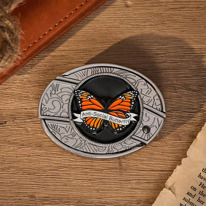 Anti-Social Butterfly DIY Hidden Folding Knife Buckle Leather Belt - image 10