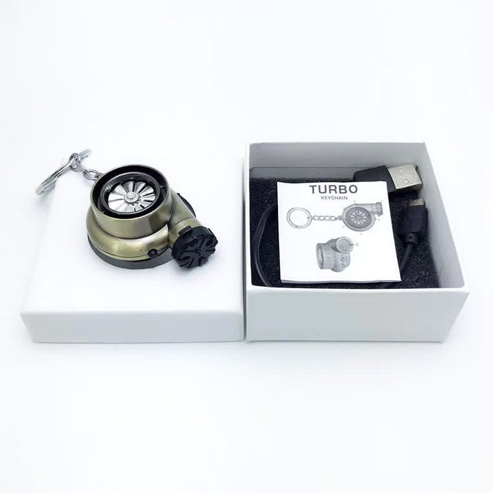 Creative Turbo Spinning Turbine Electric Lighter Keychain - Bronze - image 13