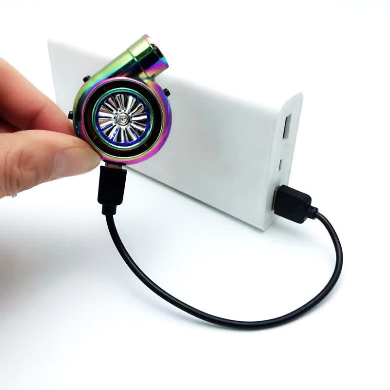 Creative Turbo Spinning Turbine Electric Lighter Keychain - image 1