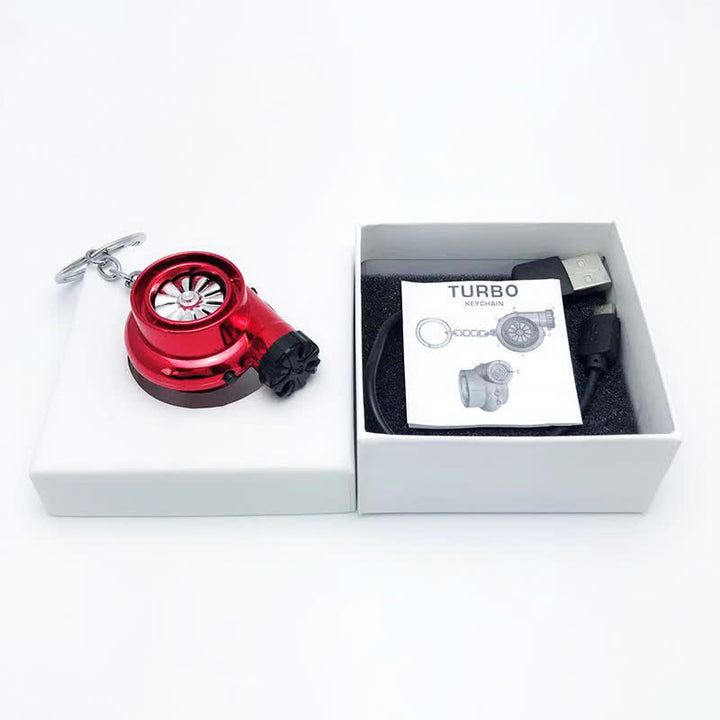 Creative Turbo Spinning Turbine Electric Lighter Keychain - Red - image 12